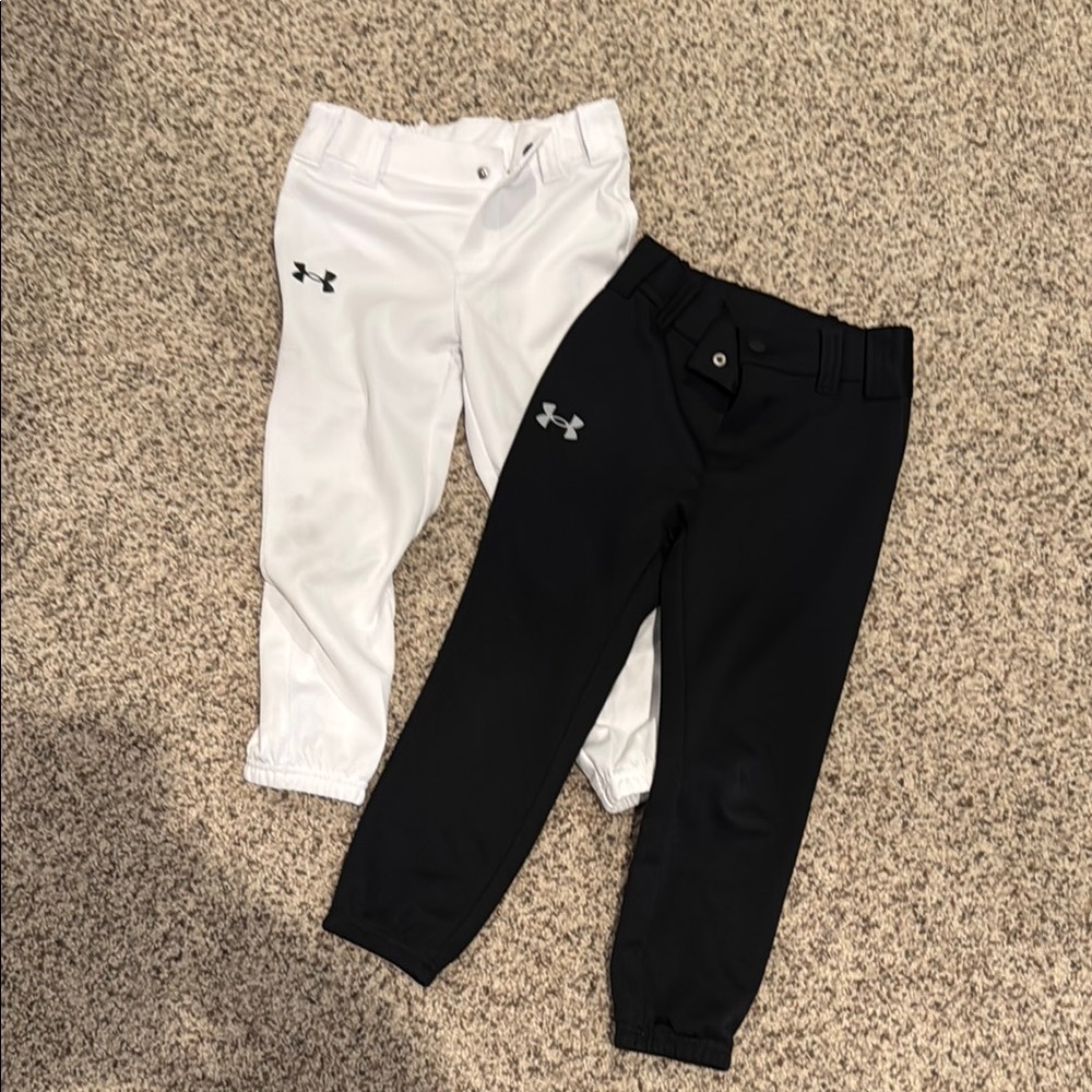 Under Armour Kids' Black and White Baseball Pants. Sz 5